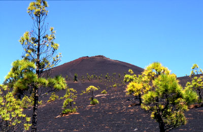 Ash-covered volcano